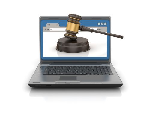 Computer Laptop with Web Browser and Gavel